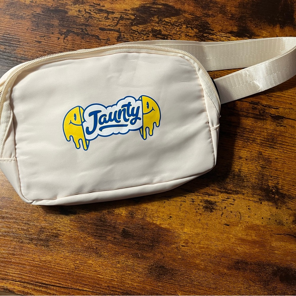 Jaunty Cream Waist Bag with Brand Logo